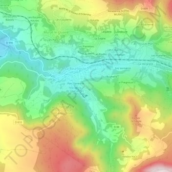 Mapa topográfico Fenestre, altitude, relevo
