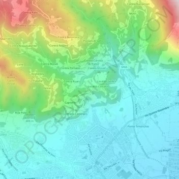 Mapa topográfico Piane, altitude, relevo