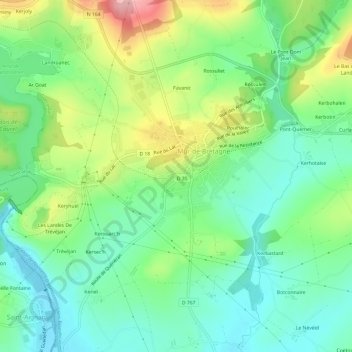 Mapa topográfico La Gare, altitude, relevo