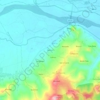 Mapa topográfico Sbarrera, altitude, relevo