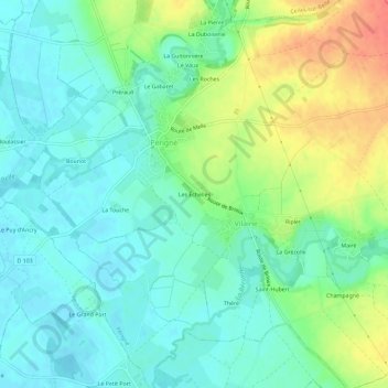 Mapa topográfico Les Échelles, altitude, relevo