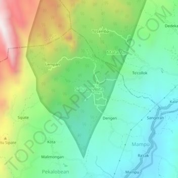 Mapa topográfico Salu Dewata, altitude, relevo