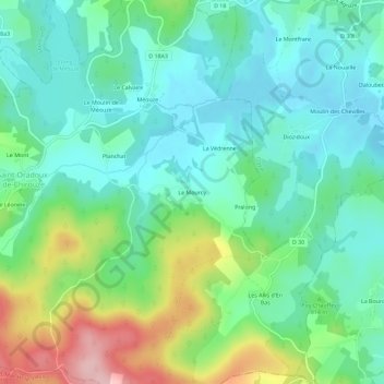 Mapa topográfico Le Mourcy, altitude, relevo