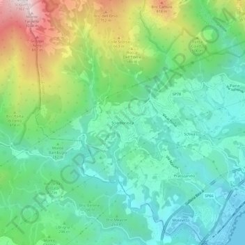 Mapa topográfico Sciarborasca, altitude, relevo