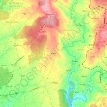 Mapa topográfico Avenal, altitude, relevo