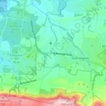 Mapa topográfico Cootham, altitude, relevo