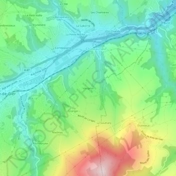 Mapa topográfico Vaugelas, altitude, relevo