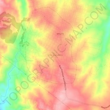 Mapa topográfico Villa Yacanto, altitude, relevo