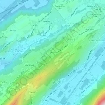 Mapa topográfico Villard-Lamard, altitude, relevo