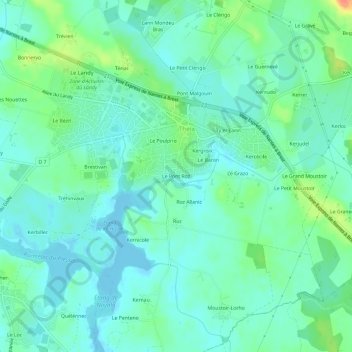 Mapa topográfico Le Pont Roz, altitude, relevo