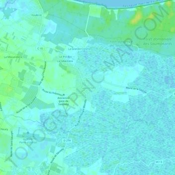 Mapa topográfico Sauzelle, altitude, relevo