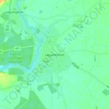 Mapa topográfico Løgumkloster, altitude, relevo