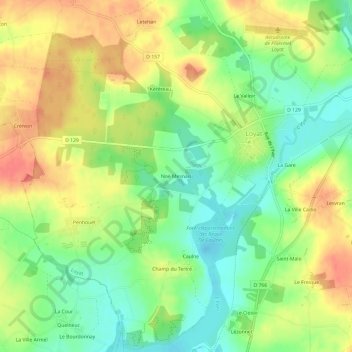 Mapa topográfico Noë Mesnais, altitude, relevo