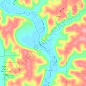 Mapa topográfico Barnum, altitude, relevo
