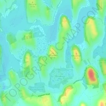 Mapa topográfico Drumard, altitude, relevo