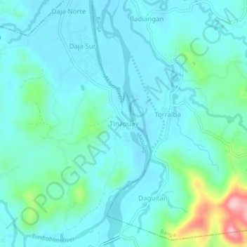 Mapa topográfico Tinapuay, altitude, relevo