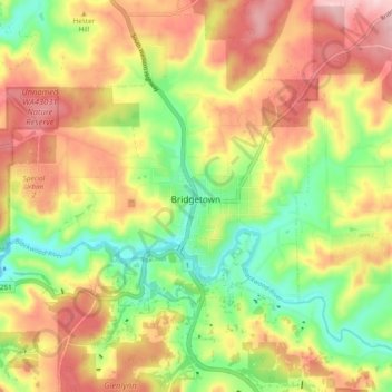 Mapa topográfico Bridgetown, altitude, relevo