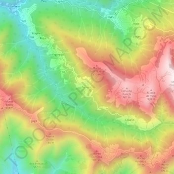 Mapa topográfico Terrusso, altitude, relevo