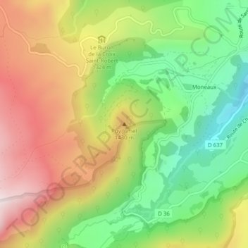 Mapa topográfico Puy Jumel, altitude, relevo