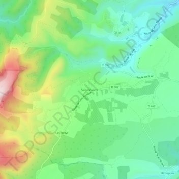 Mapa topográfico Saint-Vincent, altitude, relevo