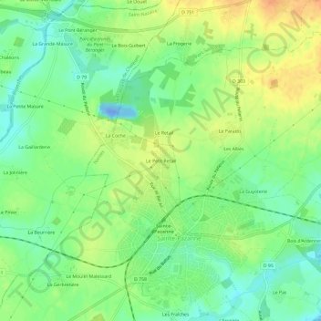 Mapa topográfico Le Petit Retail, altitude, relevo