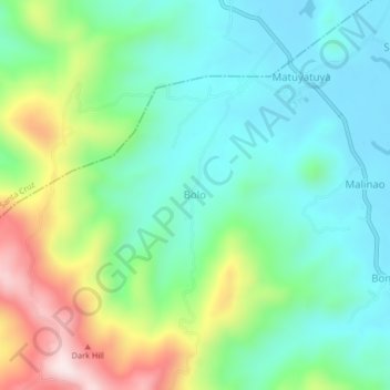 Mapa topográfico Bolo, altitude, relevo