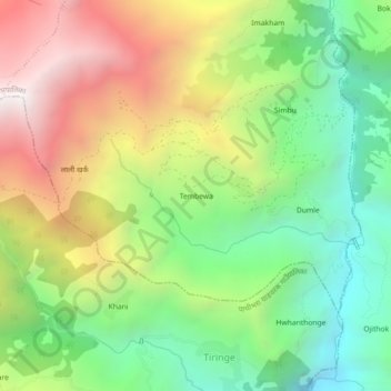 Mapa topográfico Tembewa, altitude, relevo