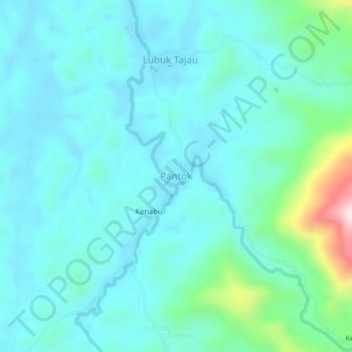 Mapa topográfico Pantok, altitude, relevo
