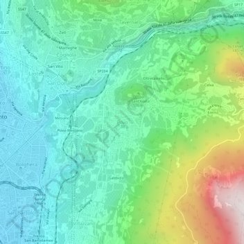 Mapa topográfico Povo, altitude, relevo