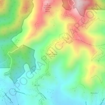 Mapa topográfico Plato Colmar, altitude, relevo