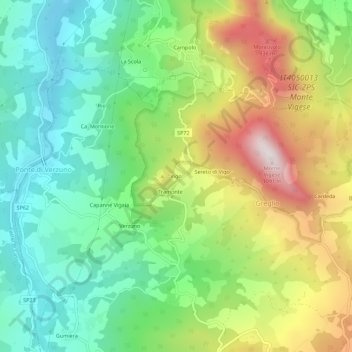 Mapa topográfico Vigo, altitude, relevo
