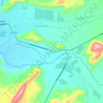 Mapa topográfico Carrizal, altitude, relevo
