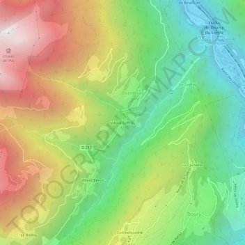 Mapa topográfico Villard-Soffray, altitude, relevo