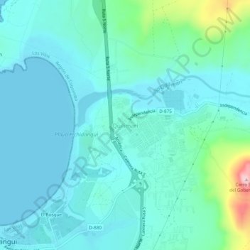 Mapa topográfico Quilimarí, altitude, relevo
