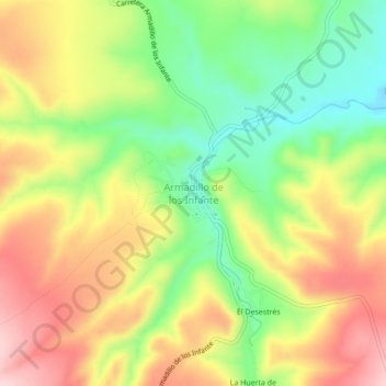 Mapa topográfico Armadillo de los Infante, altitude, relevo