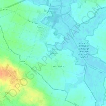 Mapa topográfico Les Loges, altitude, relevo