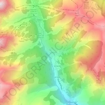 Mapa topográfico La Foux, altitude, relevo