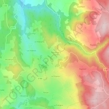 Mapa topográfico Freydevialle, altitude, relevo