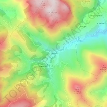 Mapa topográfico La Rivière, altitude, relevo