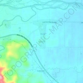 Mapa topográfico Ibuelo, altitude, relevo