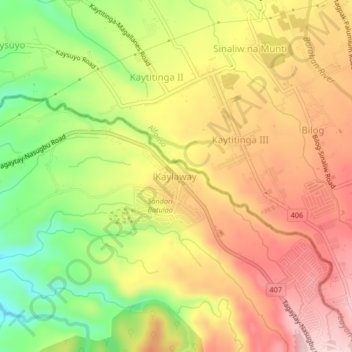Mapa topográfico Kaylaway, altitude, relevo