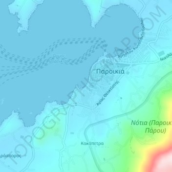 Mapa topográfico krios Beach, altitude, relevo