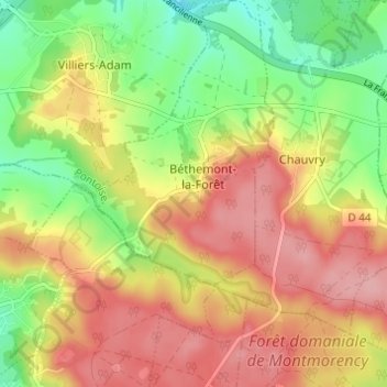 Mapa topográfico Le Montaugland, altitude, relevo