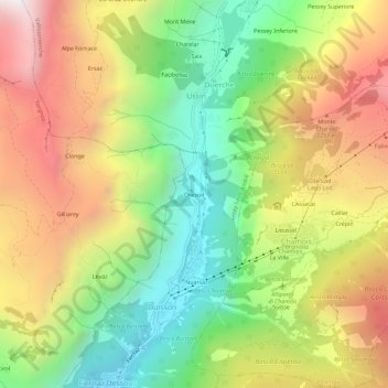 Mapa topográfico Chesod, altitude, relevo