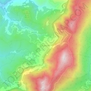 Mapa topográfico Burunchel, altitude, relevo