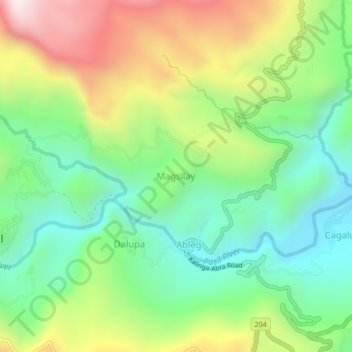 Mapa topográfico Magsilay, altitude, relevo