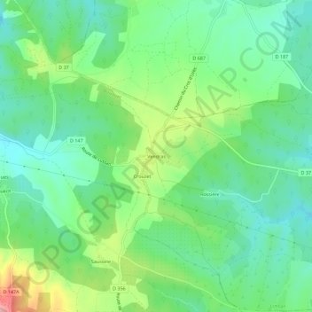 Mapa topográfico Vendras, altitude, relevo