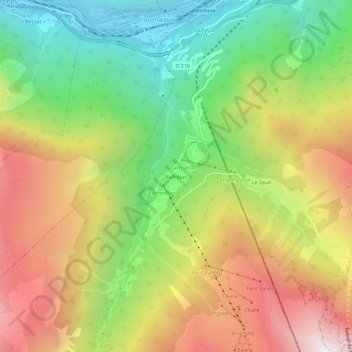 Mapa topográfico Valfréjus, altitude, relevo
