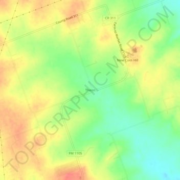 Mapa topográfico Theon, altitude, relevo