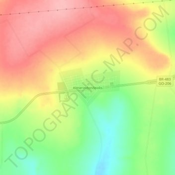 Mapa topográfico Almerindonópolis, altitude, relevo